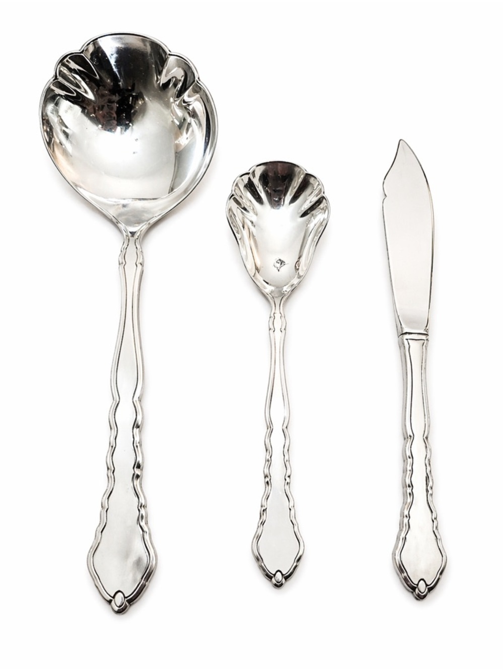 Oneida Silver Serving Spoon, Sugar Spoon & Butter Knife Set